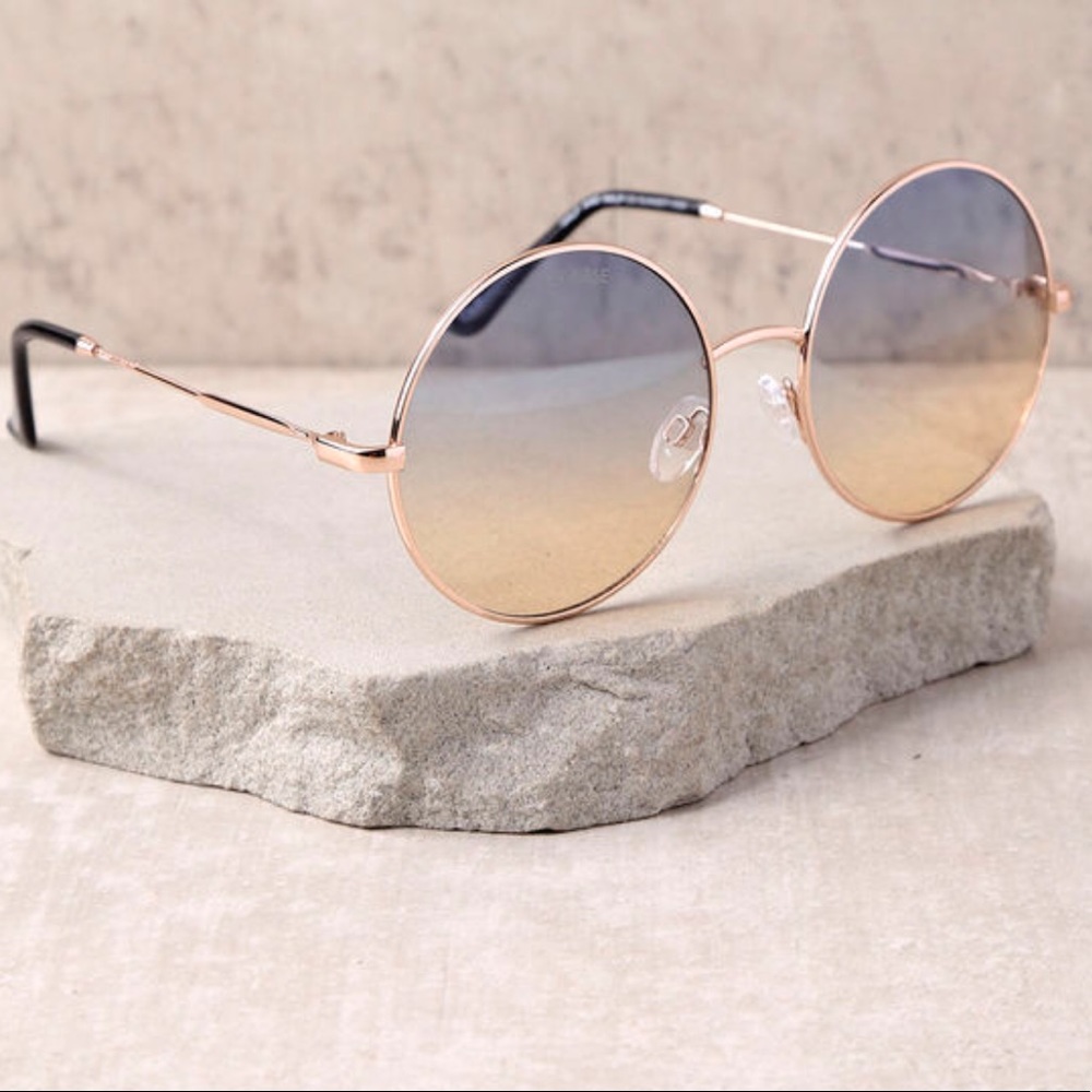 Perverse Half and Half Gold and Blue Round Sunglasses